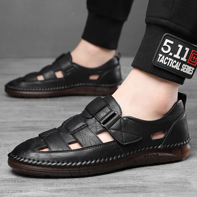 Mens Soft Sole Business Sandals Comfort Outdoor Hollow Out Casual Shoes High Quality Loafers Breathable Non-Slip Beach Sandals